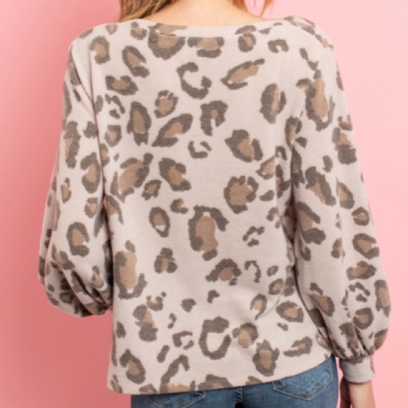 Leopard Print Brushed Hacci Top - Picture 9 of 9